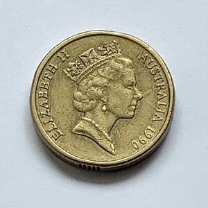 【希少品セール】オーストラリア エリザベス女王肖像デザイン 1990年 2ドル硬貨 1枚