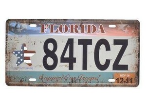K214 新品●アメリカン雑貨 ブリキ看板 アメリカ フロリダ州 USA FLORIDA 州 おしゃれ かっこいい アンティーク ビンテージ