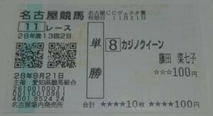 ★藤田菜七子★初参戦名古屋競馬★カジノクイーン 単勝馬券★