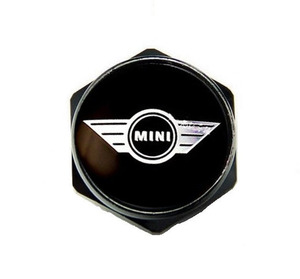 １新着送料込 　MINI マークロゴ　 ブラックアルミナンバーボルトカバー