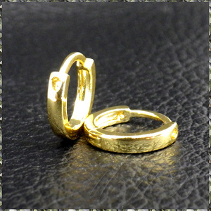 [EARRING] 18K Gold Plated Slim Small Hoop φ10mm スモール ミニ スリム スムース ラウンド フープ イエロー ゴールド リング ピアス