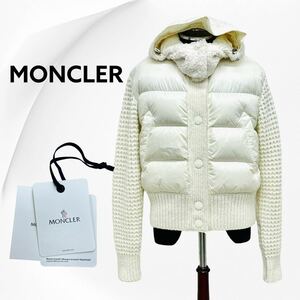 国内正規品 タグ付き MONCLER モンクレール 2022年 フェイクファーフード付き ニット切替 ダウンジャケット レディース 9B000-29-M2274