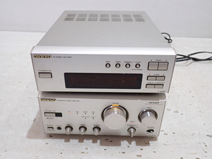【Y9857】 ONKYO オンキヨー ワイドFM対応 FM/AMチューナー T-405X インテグレーテッド ステレオアンプ A-907X 通電品 セット/音響機器