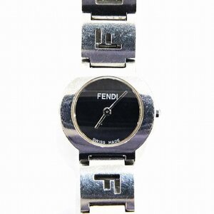 FENDI フェンディ 3050L クオーツ レディース 時計 SS シルバー 黒文字盤 ラウンド【中古】JA-18195