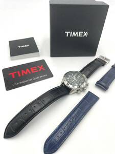 ★タイメックス ★ TIMEX クォーツT2M706 グレー系文字盤 デイト クロノグラフ メンズ腕時計 電池新品