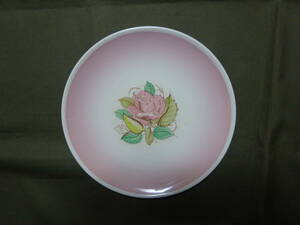 Susie Cooper スージークーパー 『パトリシアローズ（ピンク）クーププレート』アンティーク～USED～フチなしプレート20㎝～飾皿