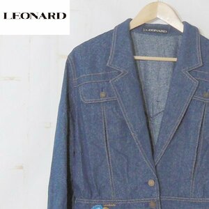 レオナール LEONARD■デニム調ジャケット シルク100%■L■インディゴ ※NK4119338