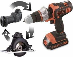 BLACK+DECKER EVO183C1 電動マルチ ツールキット 18V バッテリー 2個付属 工具 丸ノコ ジグソー ドリルドライバー マルチのこぎり 未使用