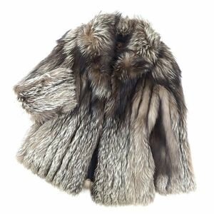 4-YDF047 Elegance Fur FOX フォックスファー シルバーフォックス ハーフコート 毛質 柔らか グレー ブラウン 11 レディース