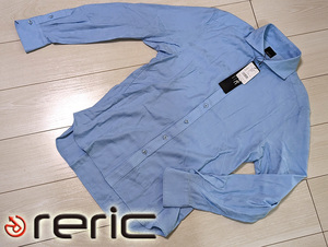 ◆新品 reric ジャガード織り 迷彩カモフラージュ柄 長袖シャツ メンズ L 定価16,500円 日本製 サックスブルー サイクリングデザイン