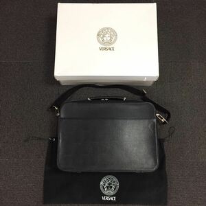 未使用品【ヴェルサーチ】本物 VERSACE アタッシュケース 黒 メデューサ 2way 斜め掛け ショルダーバッグ トランク トラベル レザー メンズ