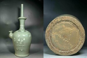 ■観心・時代旧蔵■C3117朝鮮古陶磁・ 朝鮮古美術・高麗磁・李朝・高麗青磁淨瓶