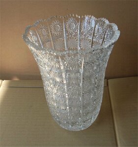 ★BOHEMIA ボヘミアグラス クリスタルガラス 花瓶 フラワーベース　カットガラス　保管品