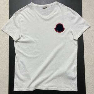 MONCLER MAGLIONE scollo モンクレール マグリア 半袖 Tシャツ カットソー ロゴ M 白 ホワイト