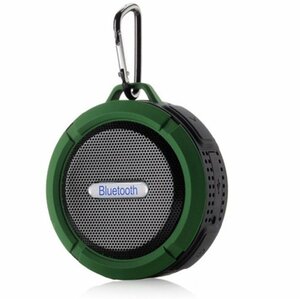 【vaps_2】防水 高音質 ワイヤレス スピーカー 《グリーン》 Bluetooth コンパクト 持ち運び 携帯 音声通話可能 カラビナ 送込