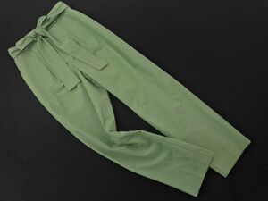 CADUNE カデュネ リボンベルト タック テーパード パンツ size36/黄緑 ■◇ ☆ ecb1 レディース