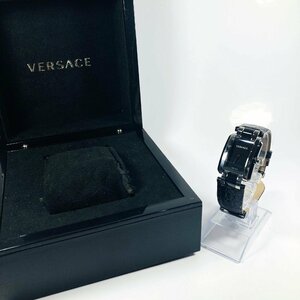 【76】1円～ VERSACE ヴェルサーチ QZ 70Q WR 50M 腕時計 クオーツ 箱付き メンズ 黒文字盤 ブランド 腕時計 不動品 ジャンク扱い