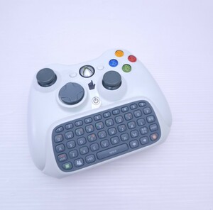 美品 /動作品 Microsoft XBOX360 controller+keyboard マイクロソフト 取り外し可能なキーボード付きの白いコントローラー 希少品