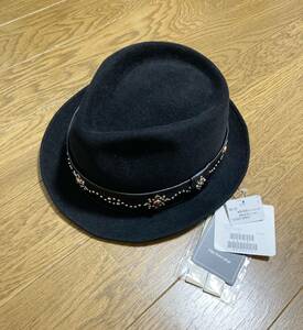 未使用☆[R.J.B by THE FLAT HEAD] 定価54,972 FAR STUDS レザーリボン ラビットファーウールハット 帽子 2 兎毛 KB138 RJB フラットヘッド