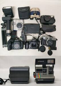 ◆64-25 【現状品/ジャンク】カメラ ポラロイドカメラ ライト 等 まとめ 部品取り Canon FUJI FILM National 他