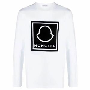 ★希少★ MONCLER ロンT カットソー 長袖Tシャツ XS MAGLIA モンクレール ロゴ ホワイト 国内正規品 完売 入手困難 直営店購入