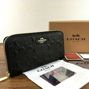 ☆送料無料☆ 未使用品 COACH ジップウォレット F53834 ブラック シグネチャー 箱付き 41