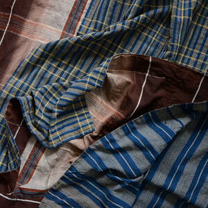 襤褸布 古布 藍染 木綿 縞模様 格子 つぎはぎ クレイジーパターン ジャパンヴィンテージファブリックテキスタイルリメイク素材 boro fabric