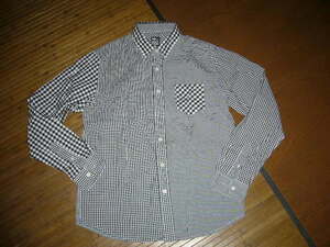 321-158♂：Design Tshirts Store　graniph　グラフィス　ギンガムチェック　クレージーパターン　size.M　色.黒白　プレッピー　IVY