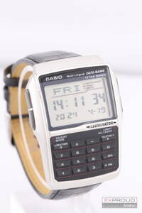 良品★R67 CASIO カシオ DATA BANK カシオ データバンク テレメモ 計算機 チープカシオ DBC-32 腕時計 ブラック×シルバー 動作確認済み