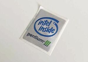 【未使用】【送料無料】超激レア品　pentium3 エンブレムシール　CPU Intel パソコン シール　2枚セット