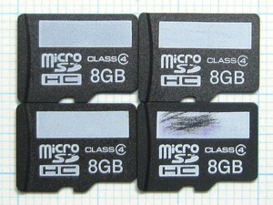 ★micro SDHC メモリーカード ８GB ４枚 中古★送料６３円～
