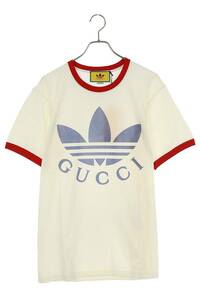 グッチ GUCCI アディダス 22SS 702612 XJEB1 サイズ:M ダブルネームロゴプリントTシャツ 中古 OM10