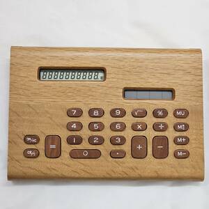 【外部-0755】(動作確認済み)Woody Land 木の電子計算機 「WCB-1000」/木製/ソーラー電卓(MS)