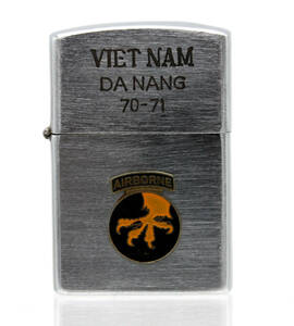 ◆70’S ZIPPO ジッポ 1970年製 VIET NAM DA NANG 70-71 AIRBORNE ベトナムジッポ シルバー ビンテージ