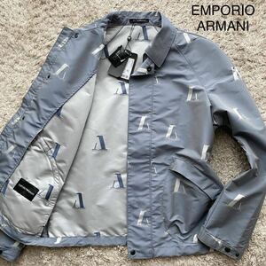 未使用品/Lサイズ●エンポリオ アルマー EMPORIO ARMANI ナイロンジャケット ブルゾン ジャケット ダブルジップ 春物 軽量 グレー 総柄