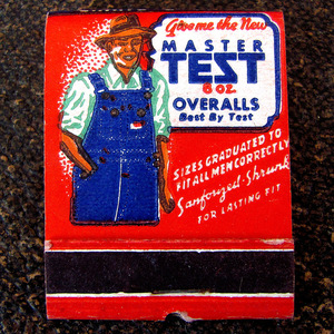 【マッチ】ビンテージ TEST OVERALLS 1930s - 1940年代 テスト オーバーオール ワーク 広告 ジーンズ レア【デッドストック】1
