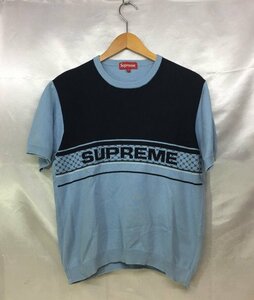 Supreme シュプリーム chest logo s/s knit top 半袖 ロゴニットセーター サイズ：S カラー：ブルー系 ストリート