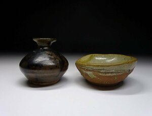 緑屋f■ 時代物　古唐津 黒高麗　2点　古陶磁　i9/3-6986/29-6#60