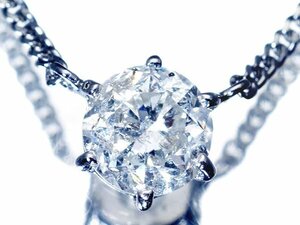 1円～【ジュエリー極】超希少！1粒天然ダイヤモンド1.28ct 高級Pt850ペンダントネックレス a1049go【送料無料】