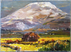 油彩画 P8号 風景画 浅間山の雪景色