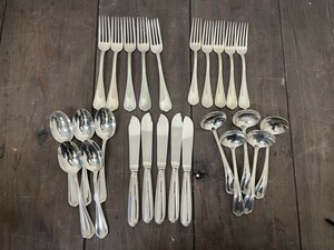 最高級！ノリタケ Noritake EPNS刻印 ニッケルシルバー カトラリーセット 25本 スプーン フォーク ナイフ 洋白銀 (1)