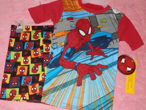 ※ kids（キッズ用）スパイダーマンTシャツ＆ズボンセット（サイズ10＝140）（アメリカ購入品）※