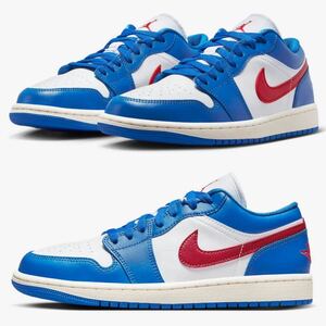 ★売切★NIKE AIR JORDAN1 LOWスポーツブルーxジムレッドxホワイトwmnsUS11(28cm)新品国内正規★ダンクジョーダンナイキ国内定価￥14,300