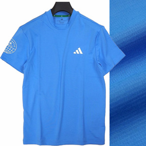 R356 新品 アディダスゴルフ モックネック シャツ 半袖 (サイズ:L) adidas GOLF ゴルフウェア サックスブルー