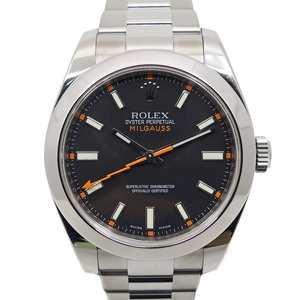 【栄】ロレックス ミルガウス 116400 ブラック V番 SS 自動巻き メンズ 腕時計 2013年【仕上済み】