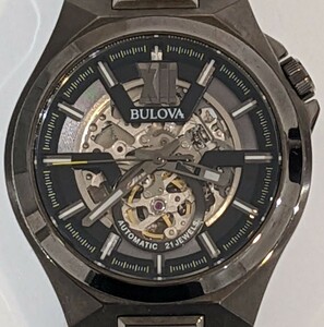 ☆【稼働品】BULOVA ブローバ メンズ 腕時計 スケルトン 裏スケ 機械式 自動巻き オートマチック 98A179 C977952 付属品完備