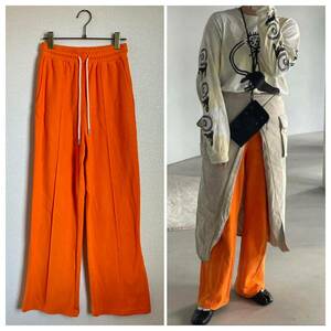 ◆SANSeLF サンセルフ スウェット切替 フレアパンツ switching jersey pants　Mサイズ オレンジ