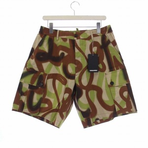 未使用品 DSQUARED2 Cargo Boxer Short カーゴボクサーショーツ ショートパンツ イージー 総柄 ボタンフライ 46 M 茶 S74MU0698