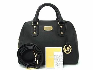 1円 ■美品■ MICHAEL KORS マイケルコース 35S7GD2S1L PVC 2WAY クロスボディ ハンドバッグ ショルダーバッグ トート ブラック系 BK1007