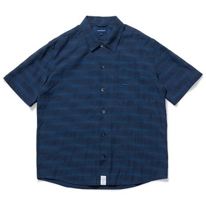 DESCENDANT ORAGE BORDER SS SHIRT Mサイズ オラージュ ボーダー 半袖 シャツ Navy ネイビー 181GWDS-SHM01 ディセンダント